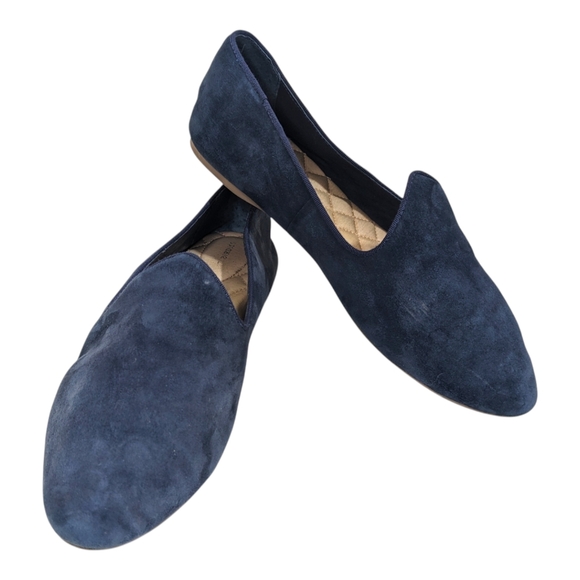 Birdies Womens Heron Flats Slip On Cushioned Venetian Velvet Navy Blue Shoes 9.5 - Picture 1 of 16